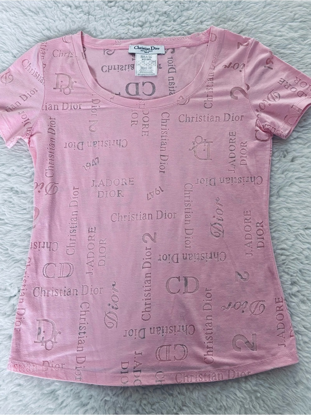 Christian Dior Pink Logo Silhouette Vintage Tee Sz EU42 US S-M